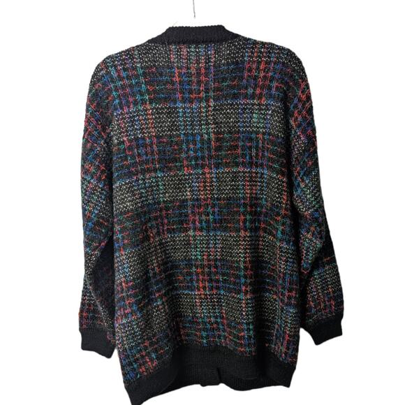 Vintage 80's Croft & Barrow Chunky Knit Tweed Cardigan V Neck Gold Tone Buttons - Picture 2 of 9